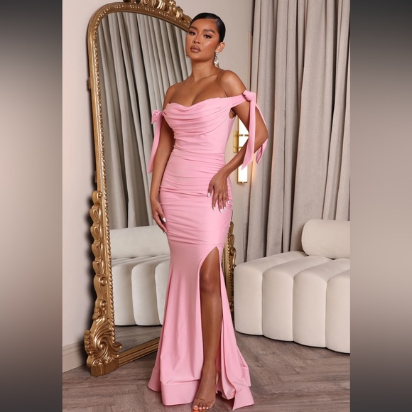 Pink fashion nova strapless off shoulder gown - Picture 2 of 2